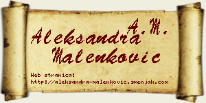 Aleksandra Malenković vizit kartica